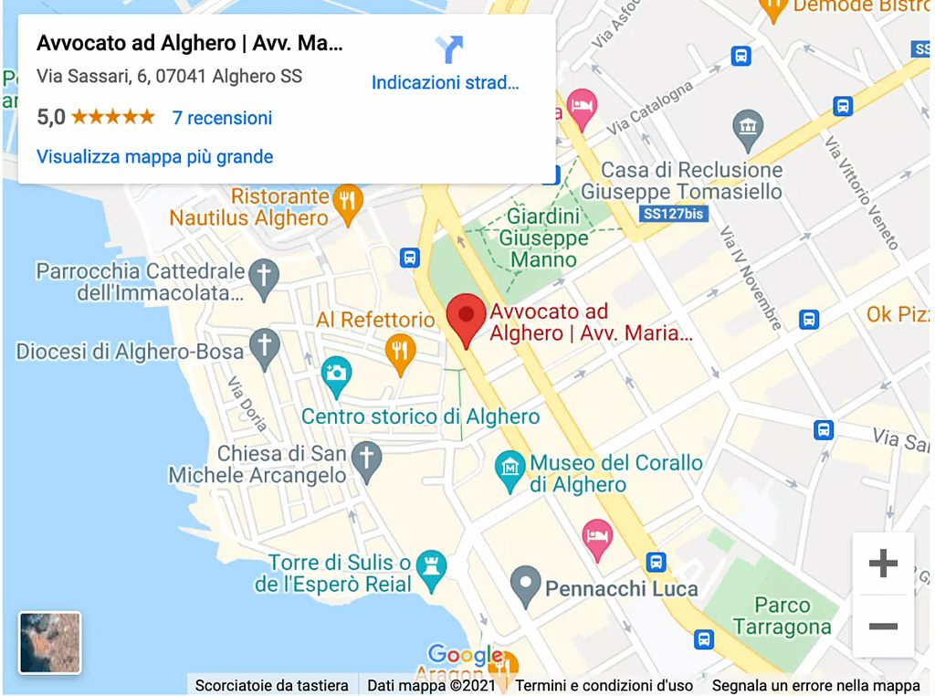 google map dell'avv. serra ad Alghero (SS)